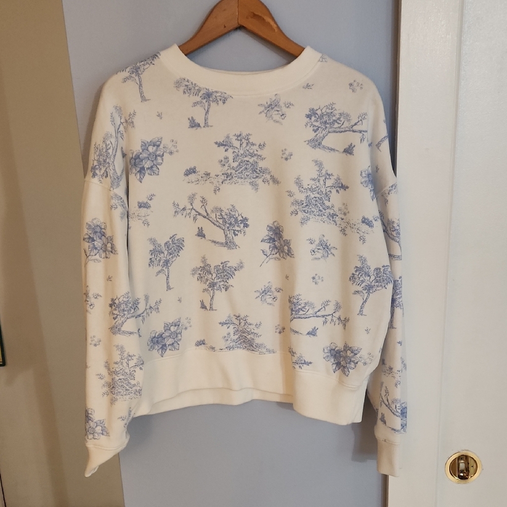 Twik Cream and Blue Floral Sweatshirt